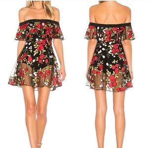 NWT Lovers+ Friends lace floral off shoulder bodysuit dress XS